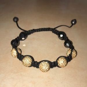 Shamballa bracelet with gold crystals